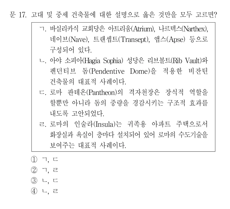 2019 국가직 7급 건축계획학 17번 실제 문제