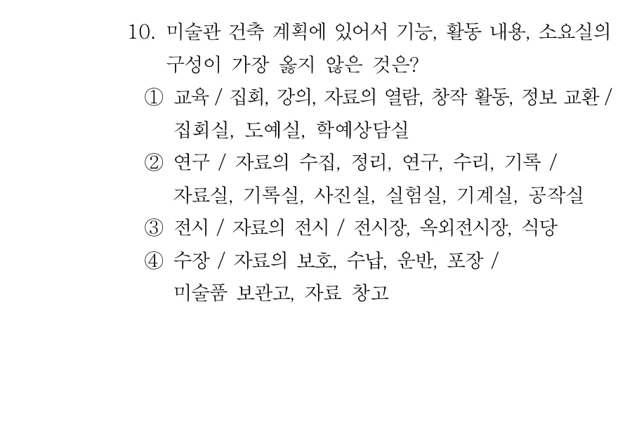 2019 서울시 7급 건축계획학 (2월) 10번 실제 문제