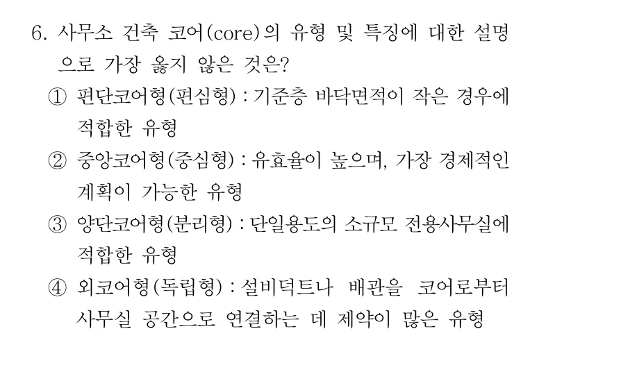 2019 서울시 7급 건축계획학 6번 실제 문제