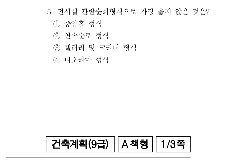 2019 서울시 9급 건축계획 (2월) 5번 실제 문제