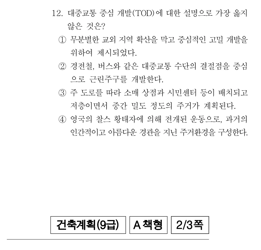 2019 서울시 9급 건축계획 12번 실제 문제