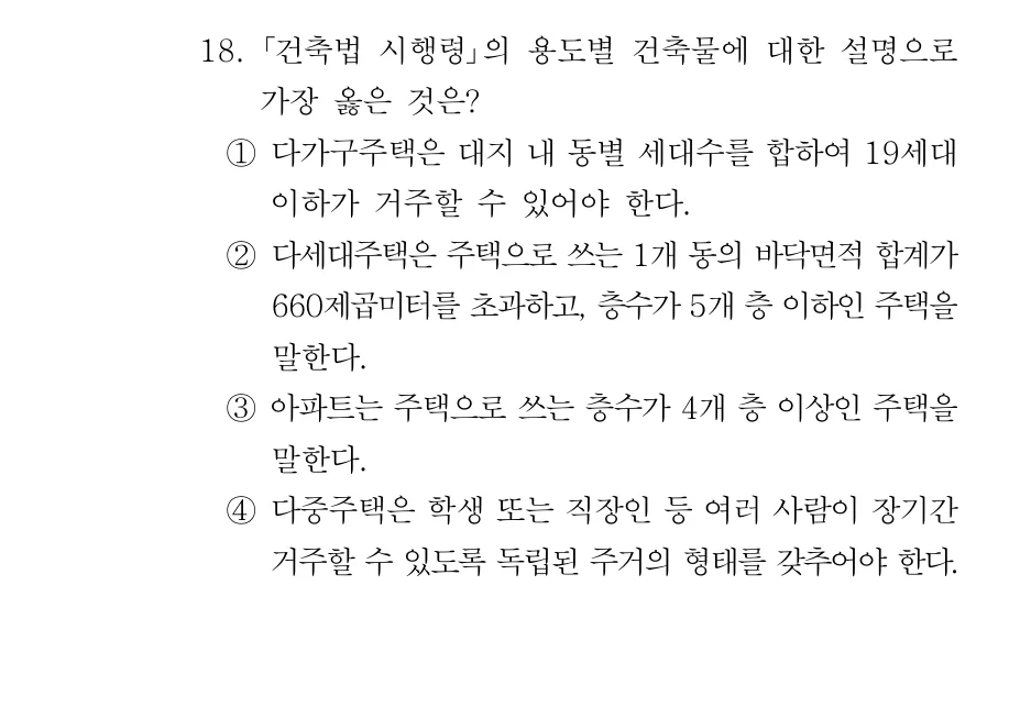 2019 서울시 9급 건축계획 18번 실제 문제