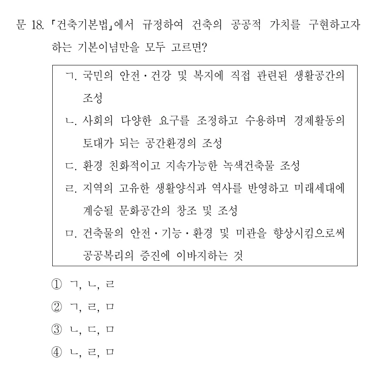 2020 지방직 9급 건축계획 18번 실제 문제