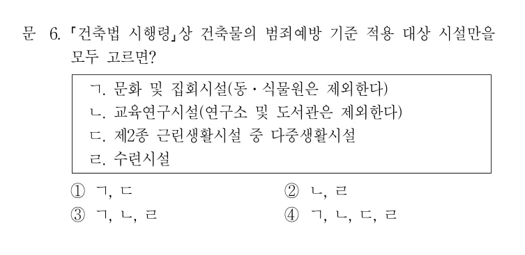 2020 국가직 7급 건축계획학 6번 실제 문제