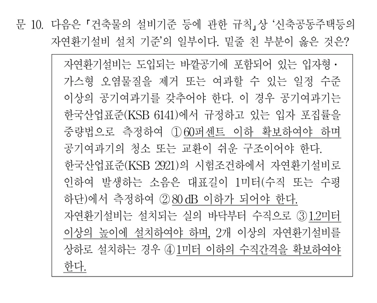 2020 국가직 7급 건축계획학 10번 실제 문제