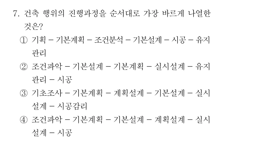 2020 서울시 7급 건축계획학 7번 실제 문제