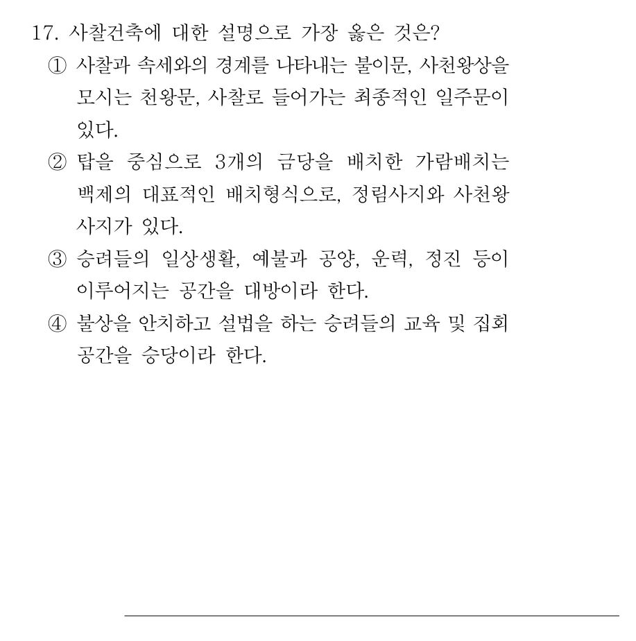 2020 서울시 7급 건축계획학 17번 실제 문제