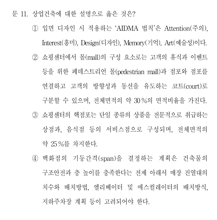 2021 국가직 7급 건축계획학 11번 실제 문제