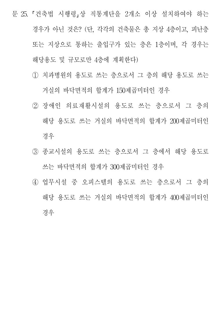 2021 국가직 7급 건축계획학 25번 실제 문제