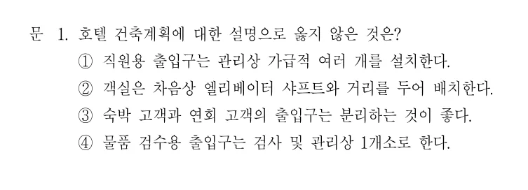 2021 국가직 9급 건축계획 1번 실제 문제