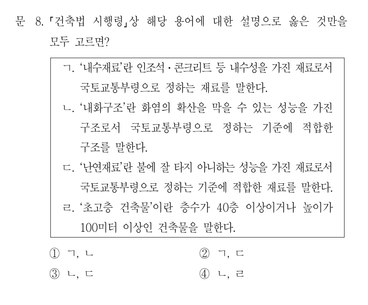 2022 지방직 7급 건축계획학 8번 실제 문제