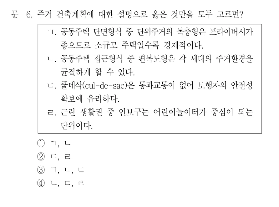 2022 지방직 9급 건축계획 6번 실제 문제