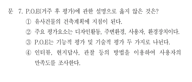 2022 국가직 7급 건축계획학 7번 실제 문제