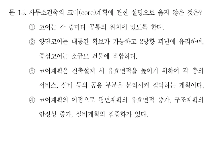 2022 국가직 7급 건축계획학 15번 실제 문제