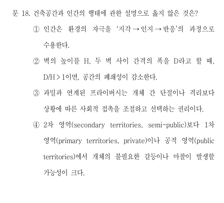 2022 국가직 7급 건축계획학 18번 실제 문제