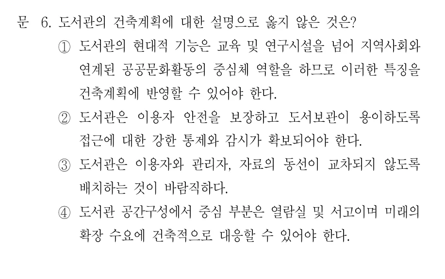 2022 국가직 9급 건축계획 6번 실제 문제