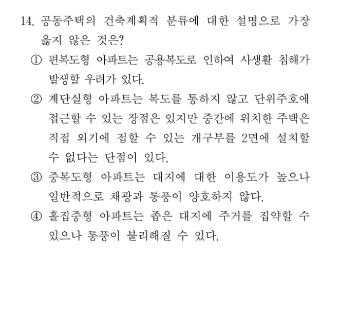 2022 서울시 9급 건축계획 (2월) 14번 실제 문제