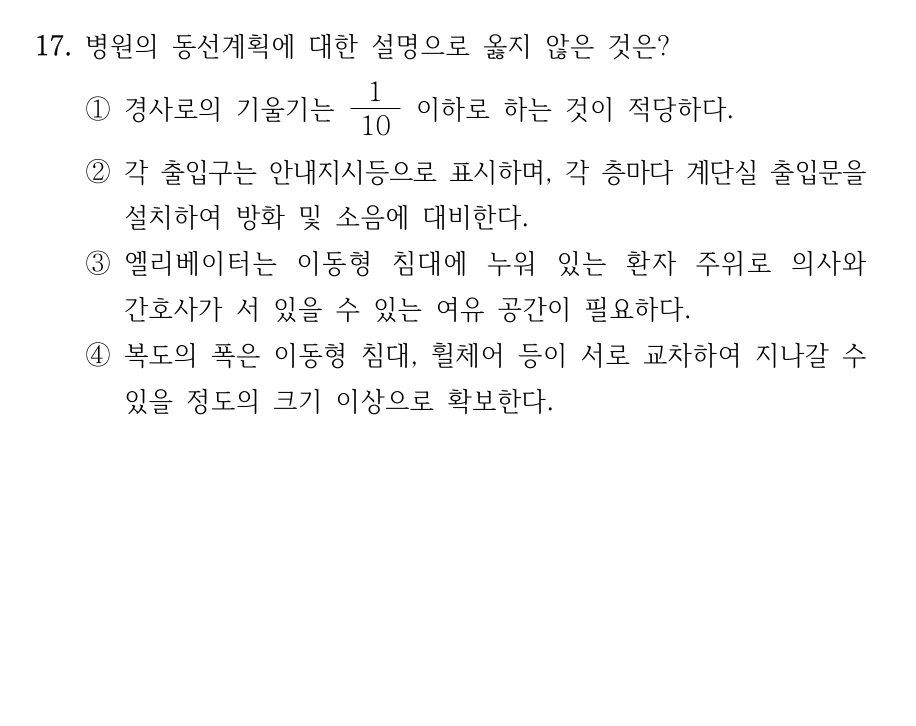2024 국가직 7급 건축계획학 17번 실제 문제