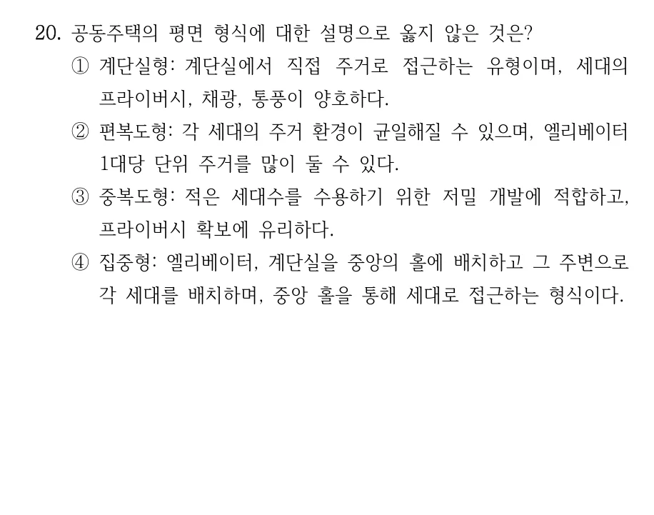 2024 국가직 7급 건축계획학 20번 실제 문제