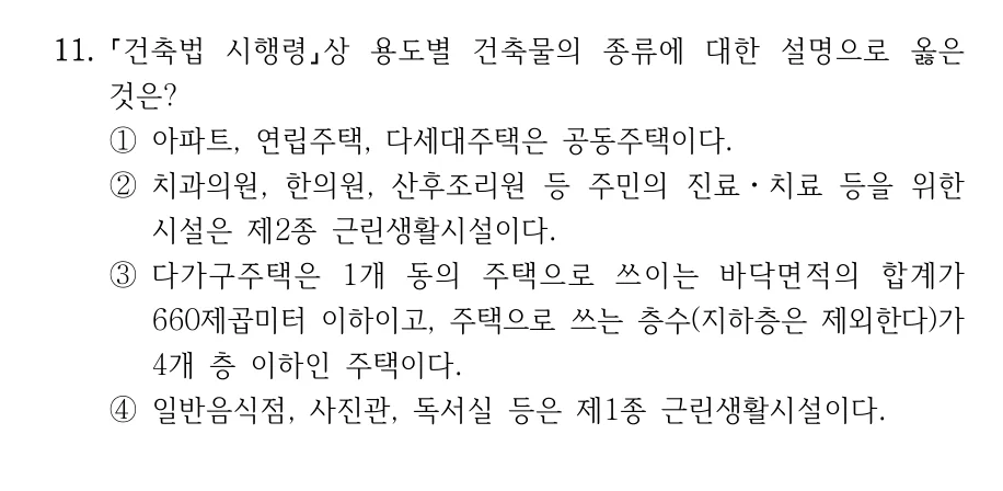 2024 국가직 9급 건축계획 11번 실제 문제