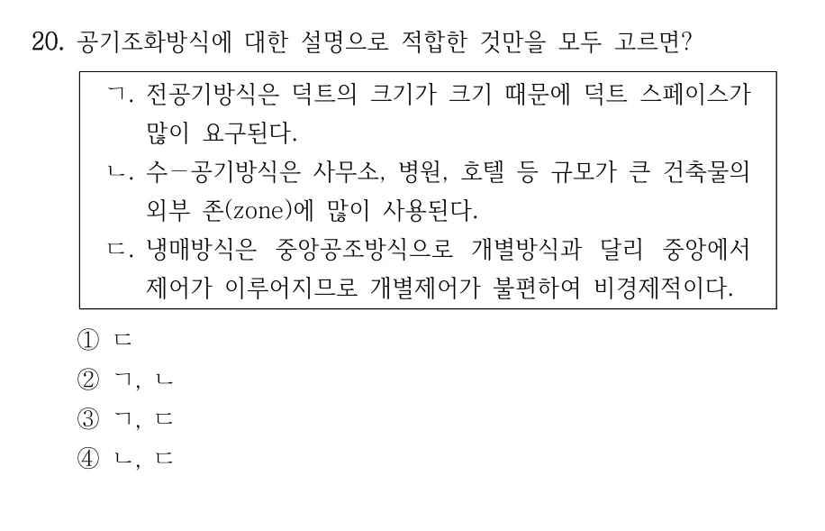 2024 국가직 9급 건축계획 20번 실제 문제