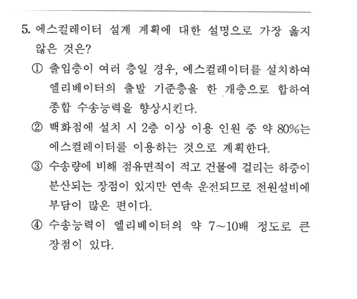 2024 서울시 7급 건축계획학 5번 실제 문제