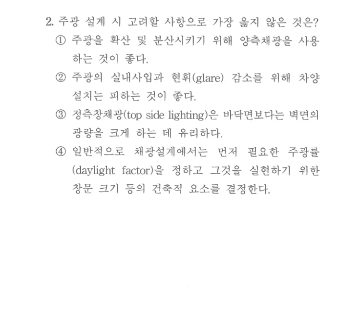 2025 서울시 7급 건축계획학 2번 실제 문제