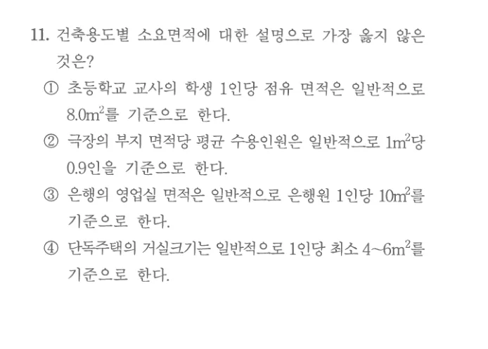 2025 서울시 7급 건축계획학 11번 실제 문제